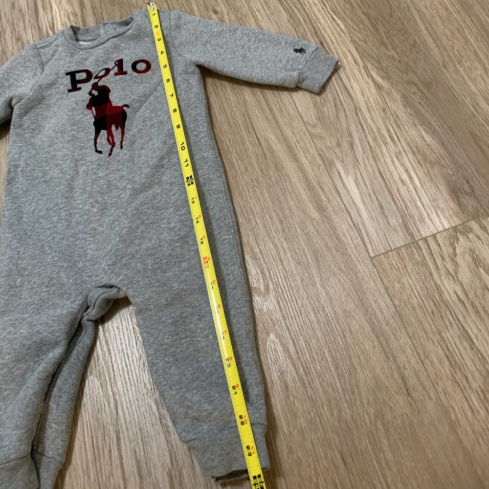 Polo Ralph Lauren Buffalo Check Big Pony Fleece Coverall Romper Onesie - Picture 3 of 6